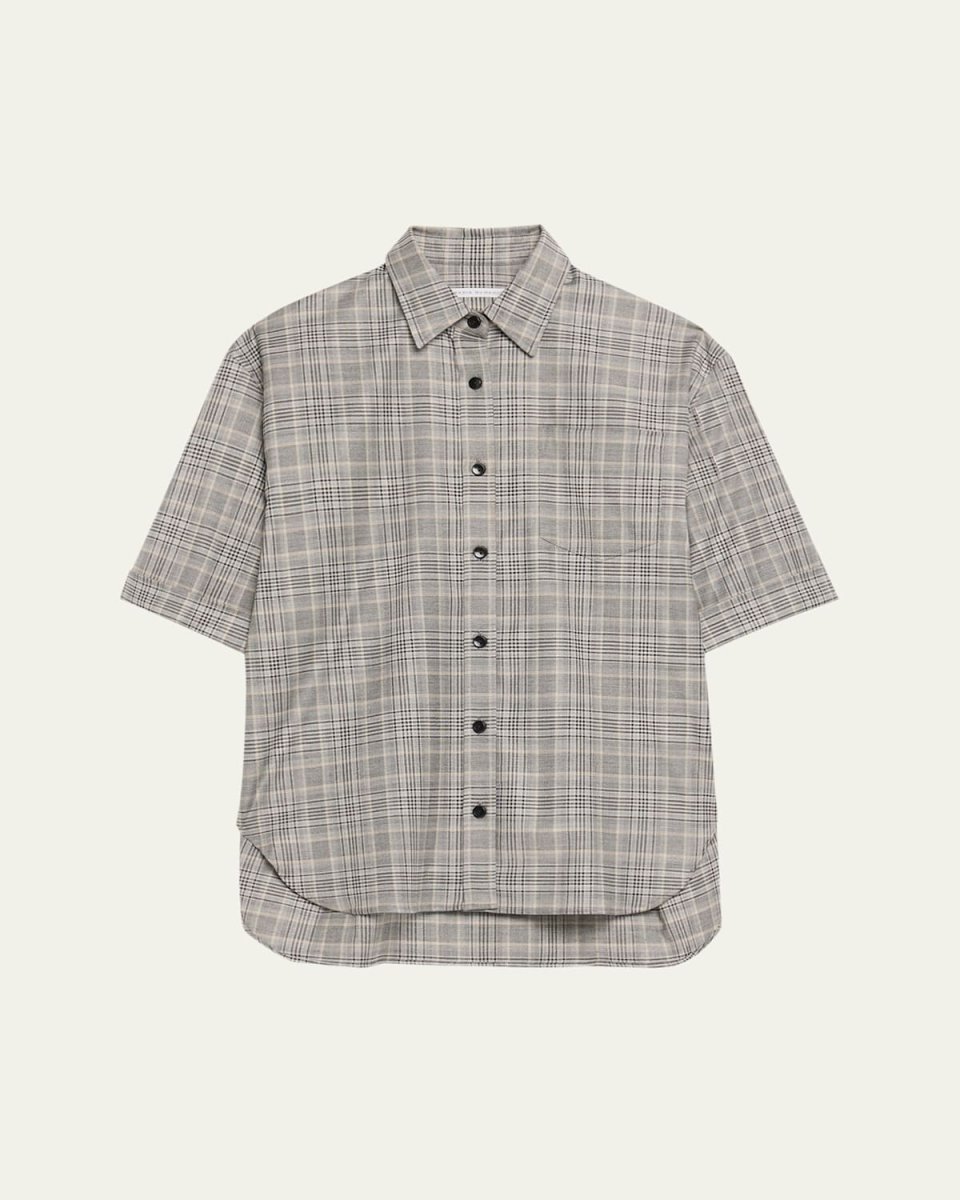 Short-Sleeve Oversized Button-Front Shirt